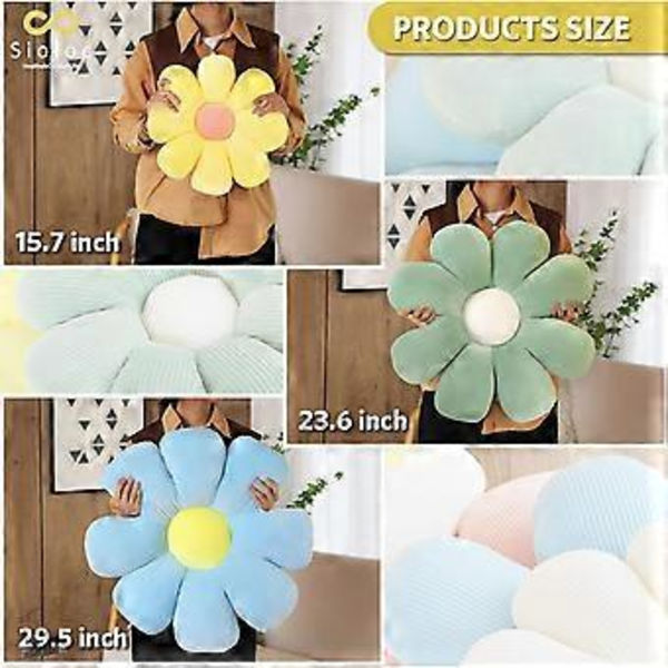 Blomkudde, Blomformad Kudde, Sittkudde, Gullig Inredning & Plyschkudde för Sovrum, Soffa, Stol (Gul)