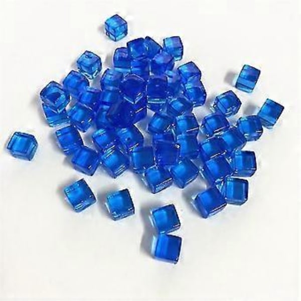 50 st/set 8mm Klar Kub Färgrik Kristall Fyrkantig Hörn Transparent Tärning Schack Yu (Blå)