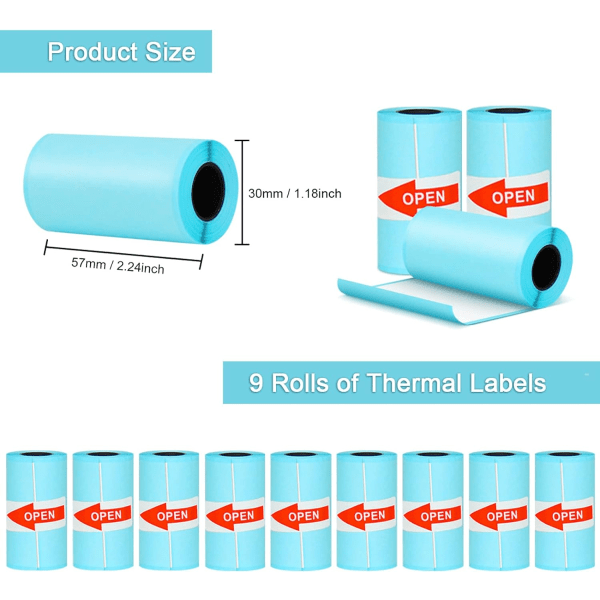 Itsekiinnittyvä tarrapaperirulla 9 kpl termopaperia Pe:lle