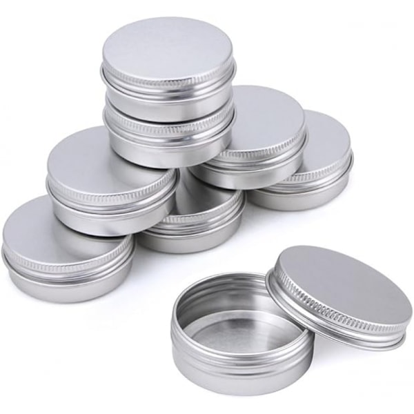 30 stk 30 ml aluminiumsboks med lokk kosmetiske bokser runde beholdere sølvboks for kosmetikk balsamlys