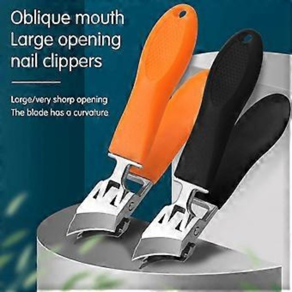 Sneda Nagelknipsare Kraftig Bärbar Nageltrimmer för Kvinnor Män (Liten Svart)
