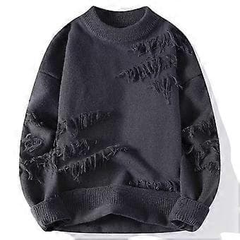 Efterår Vinter Design Hul Sweater Mænd Blød Pullover Sweatshirt (3XL Grå)