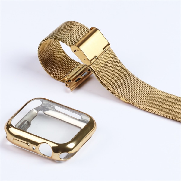 40mm gold strap with silicone case and Apple Watch strap, magneti