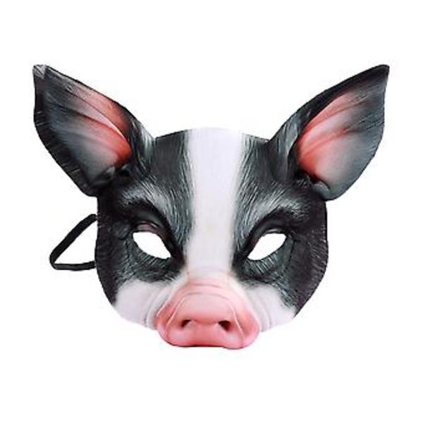 Halloween Dyremaske Festmaske Skummel Gris Tiger Hodeplagg Rekvisitter Horror Dekor Cosplay Kostyme Festtilbehør For Foto Venner (svart)