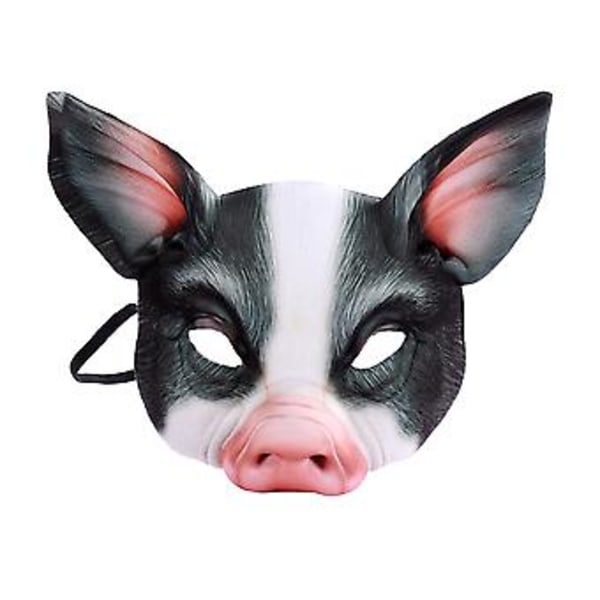 Halloween-eläinten naamio Party Mask Pelottava Sika Tiikerin Pääpanta Rekvisiitta Kauhu Koriste Cosplay Puku Juhlatarvikkeet Kuville Ystäville (musta)