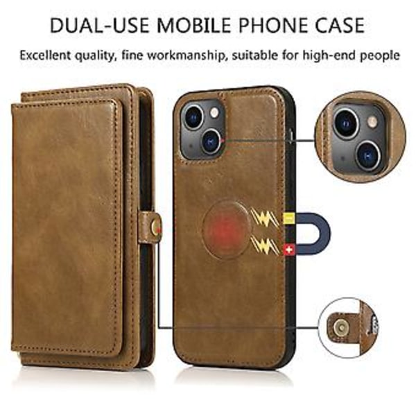 Irrotettava nahkakotelo iPhone 14 Plus:lle (Ruskea)