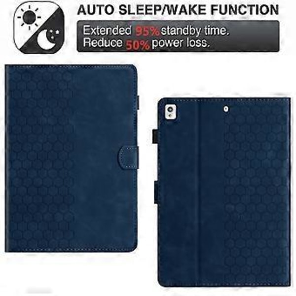Uurrellinen Nahkakuori iPad 10.2 2021 / 2020 / 10.5 2019 (Sininen)
