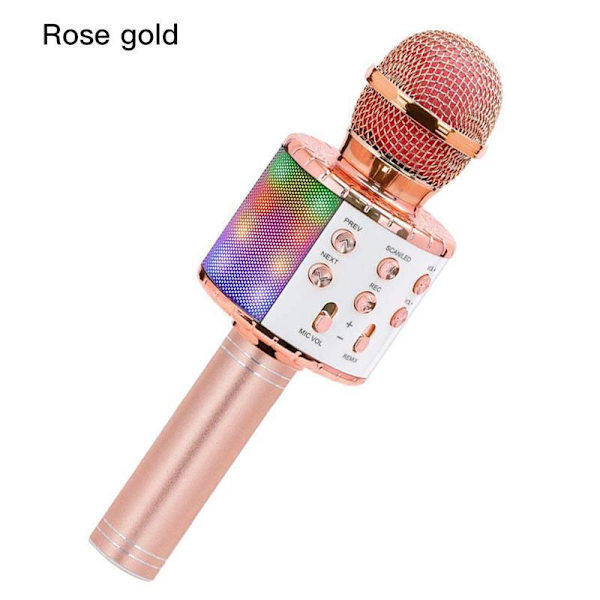 1 stk. Rose Gold Karaoke Trådløs Mikrofon med Dansende LED-lys