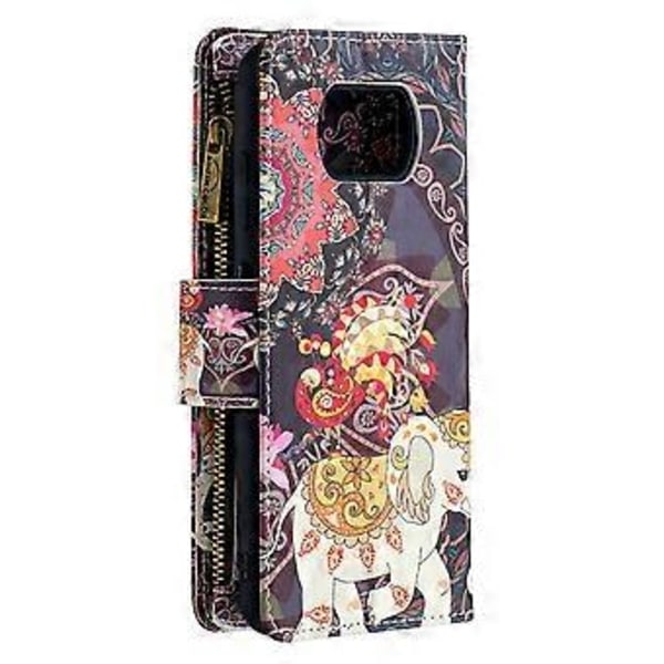 BF03 Mönstrad Plånboksfodral i Läder med Dragkedja för Xiaomi Poco X3/Poco X3 NFC