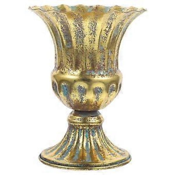 Metallinen kukka-maljakko, vintage-tyylinen maljakko, kuivakukka-asetelma-maljakko, kotitalouden kukkaruukku (Kultainen)