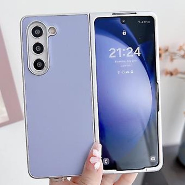 Metall Patent PU-fodral för Samsung Galaxy Z Fold4 5G (Lila)