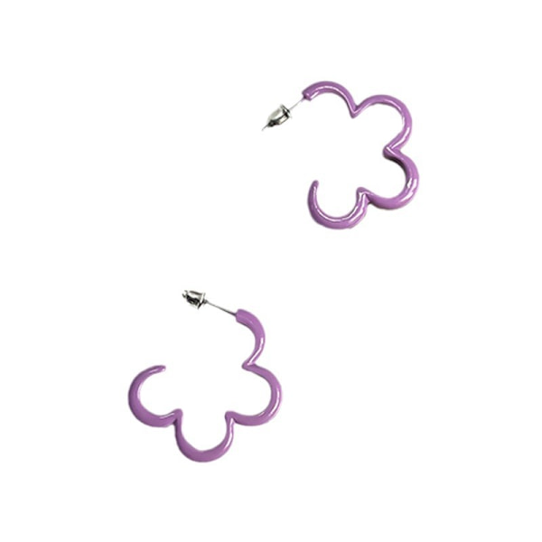 Ins-stil søde øreringe med uregelmæssig candyfarvet blomsterdesign - sommerlige personlighedsfulde lilla små friske øreringe