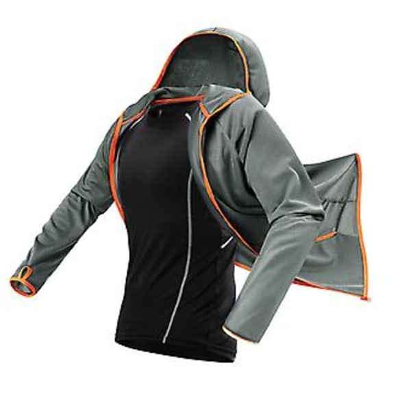 Fianao Herrar Outdoor Fiske Snabbtorkande Hydrofobisk Långärmad Huvad Jacka med Blixtlås (XXXL Vit)