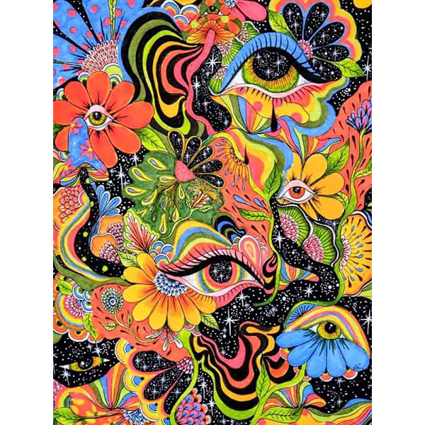 30 x 40 cm, färgglada blomögon Diamond Painting Broderie D