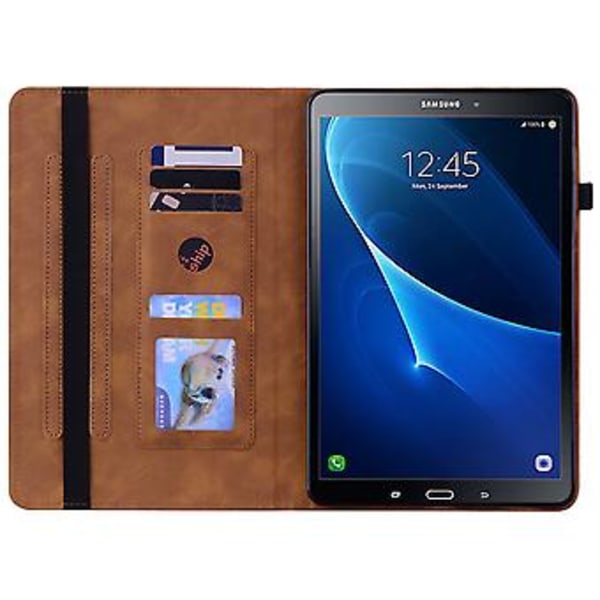 Läderfodral med blixtlås för Samsung Galaxy Tab A 10.1 2016/T580/T585 (Brun)