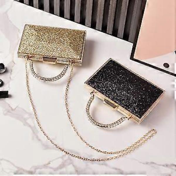 Ylellinen käsilaukku naisille, kimalteleva clutch-olkalaukku, sopii erinomaisesti iltajuhliin ja erityistilaisuuksiin, hopea (hopea)