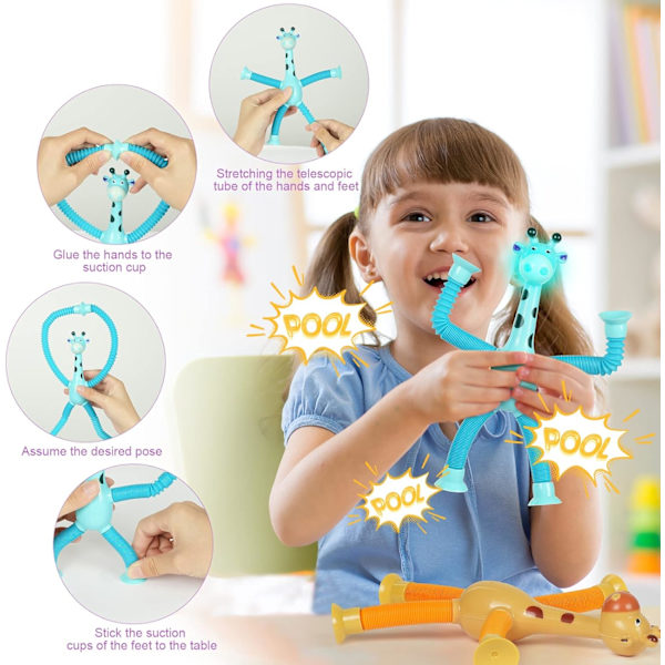 LED Teleskopisk Suggekopp Giraff Leke, 4 Stykker Giraff Leke Sens