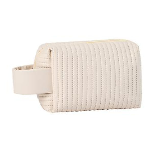 Fashionabel Kosmetikväska för Kvinnor Bärbar Rese Sminkförvaringsväska Present för Födelsedag Årsdag (Beige)