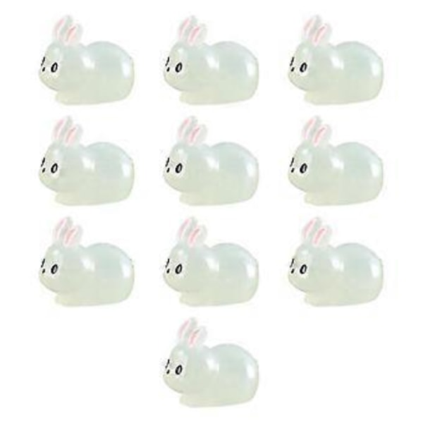 Resin Miniatyrfigurer Glödande Självlysande Påskharar Ornament för Balkong Uteplats (kraftig)