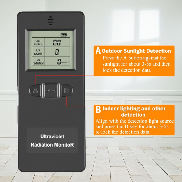 Strålingsdetektor（127X54X18（mm））, UVI Håndholdt Digital UV L