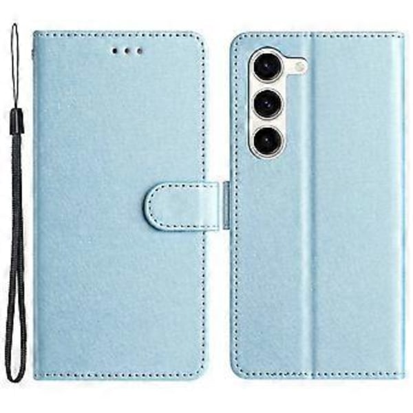 Stativfodral i PU-läder med sidenstruktur, plånboksfunktion och rem för Samsung Galaxy S23+ (Stil B)