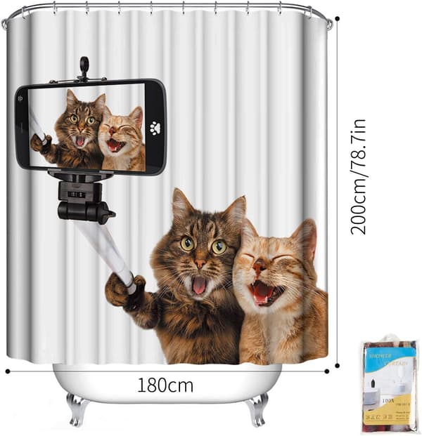 Dusjforheng i 100 % polyester, muggsikkert og vanntett