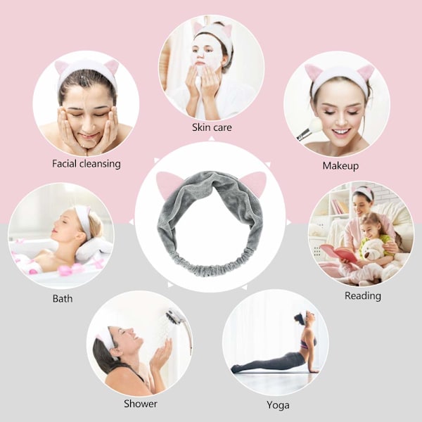 Makeup Pandebånd, Katteøre Hårbånd, Spa Kosmetik Hårbånd*