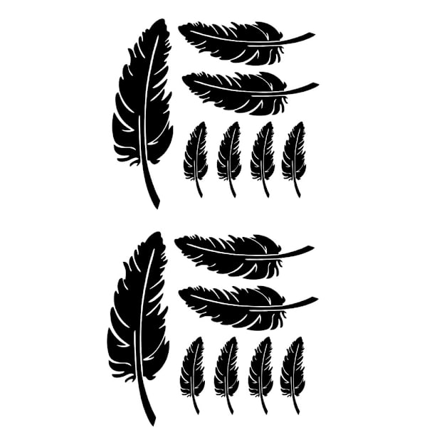 14 stk. Fjer Bilstickere (sort), Fjerformede Dekaler, Fjer Dekorative Sticker, Bil