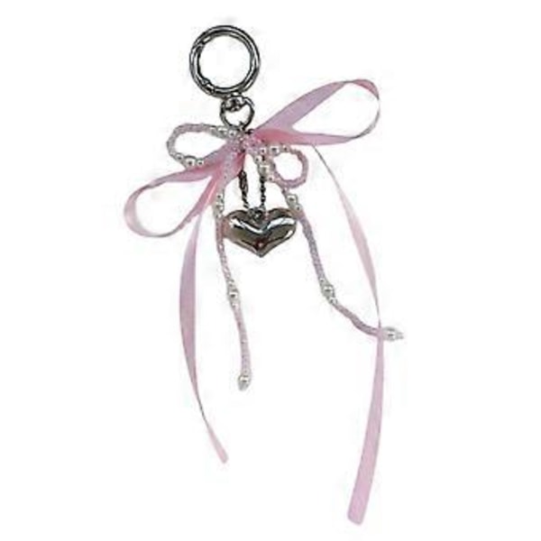Moderne sløyfeknute nøkkelring sjarm praktisk nøkkelring med hjerteveske anheng dekorasjon for veske bag ryggsekk håndveske lommebok rosa (rosa)