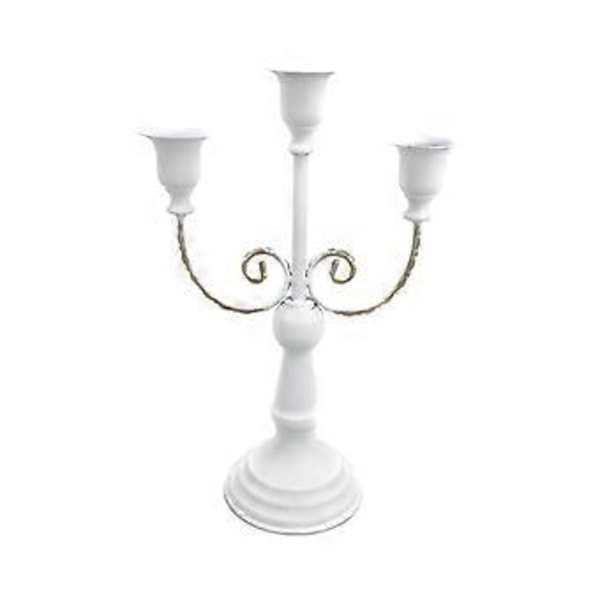 Metall Ljusstake, Avsmalnande Ljushållare, Enkel Centerpiece Hantverk Pelarljushållare, Ljusstake för Matsal Hemfest (Vit)