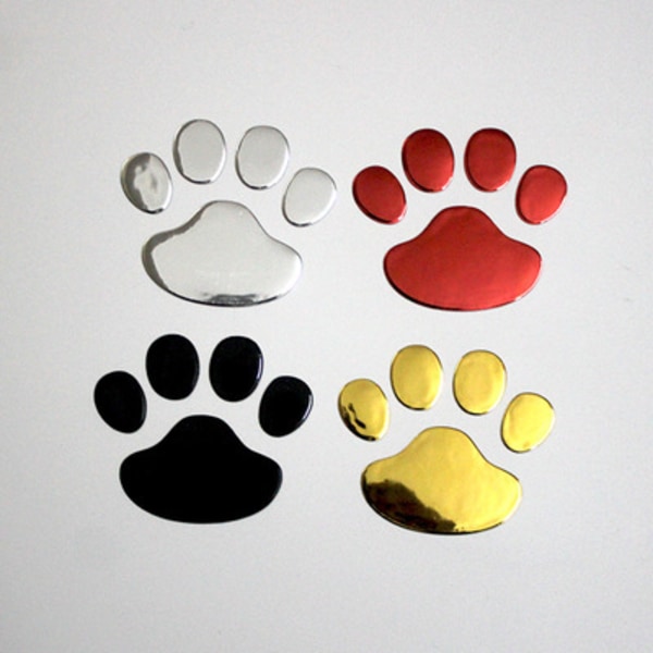 4 sæt Universal Pvc Hundepot Aftryk Mærkat Bil Emblem Dekal