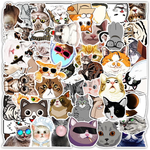 （1）50 Cute Kitten Puppy Graffiti Stickers Mobile Phone Water Cup