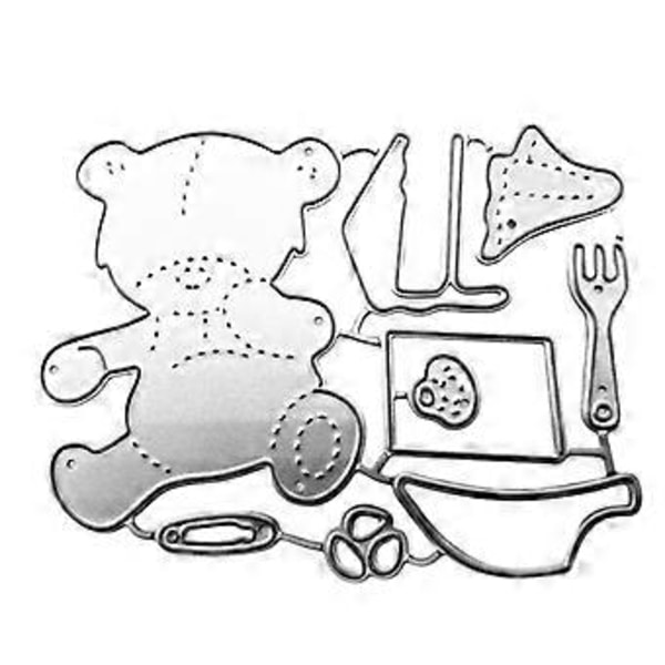 Bear Metal Die Cuts Baby Animal med Tilbehør Kulstofstål Skærende Dør