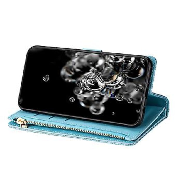Glitter lynlås læderetui til Huawei Mate 20 Pro (Lyseblå)