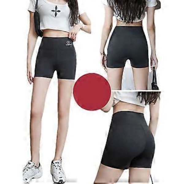 Bekväma Biker Shorts för Kvinnor med Fickor Högmidjade Yogabyxor Nya (M Grå)