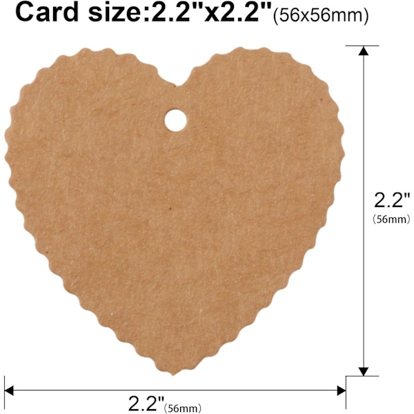 100 stk Kraftpapir-etiketter, Valentinsdagens gaveetiketter, hjerteformet D