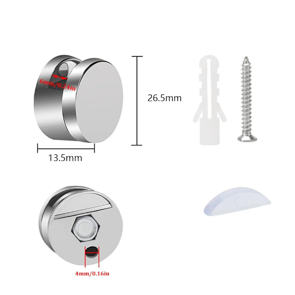 4 stk. Spejl Klips Glas Klemme, Zink Legering Glas Klemme, Spejl Fastgørelsesholder, Spejl Klips, med C