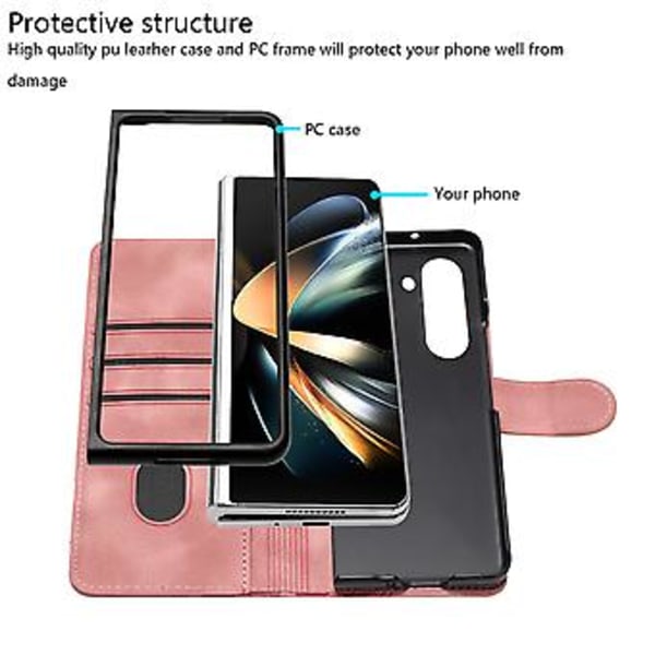 Elefant-preget PU-etui for Samsung Galaxy Z Fold5 5G (Rosa)
