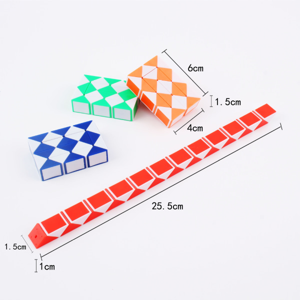 Rubiks kub magisk orm, 4 färger, 3 bitar vardera