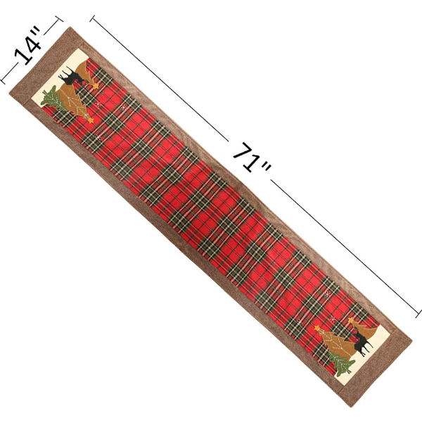 Joulupöydän juoksu, 6FT Kaksoiskerroksinen Buffalo Plaid Koristeellinen