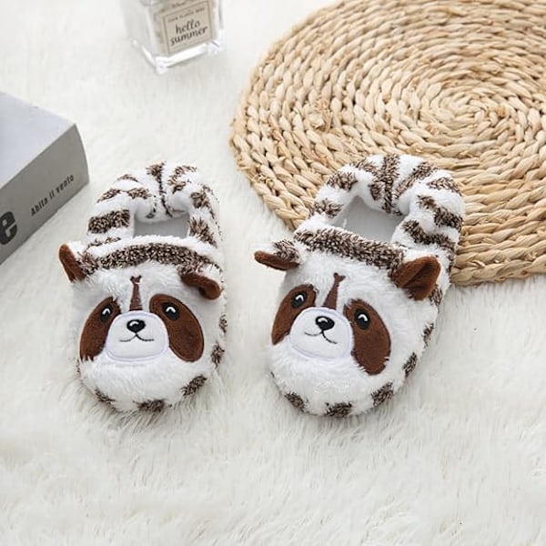 Myke og koselige tøfler for babyjenter, tegneserie-design, varme vintersko for innendørs (Innvendig lengde 19,5 cm)