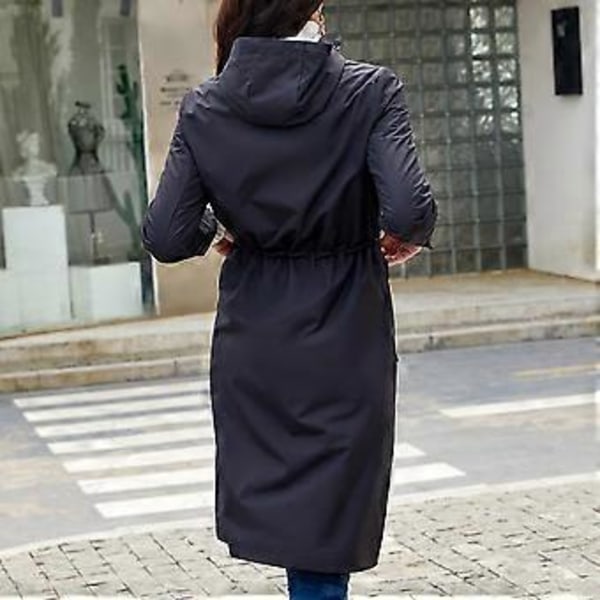 Vindjacka för damer, lång, lös modell med huva, sidoficka, lätt regnjacka, vandringsjacka (2XL gul)