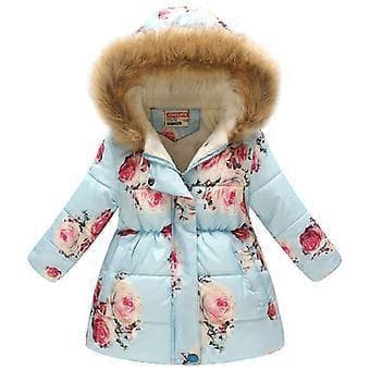 Vinter Fuskepels Hetteparkas Kåpe For Barn (9-10 År Blå)