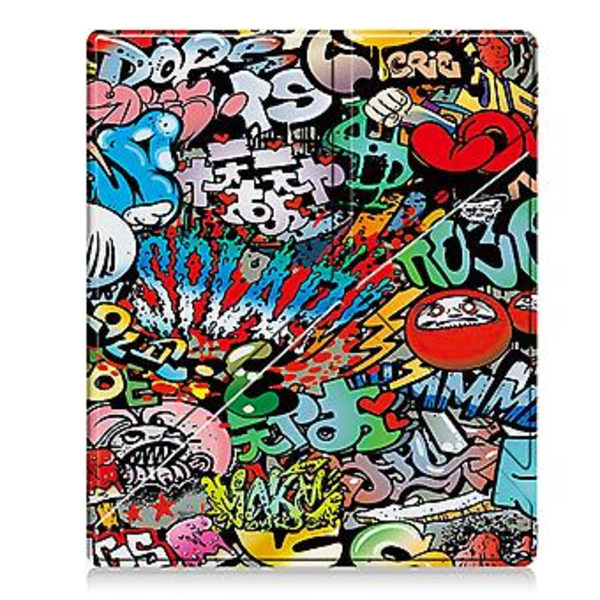 Målat Läder Smart Tabletfodral För Kobo Elipsa 2E (Graffiti)
