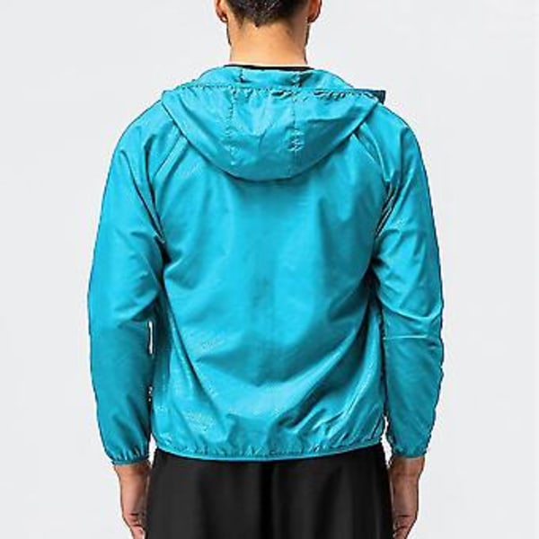 Mænd Letvægts Casual Jakke Combat Udendørs Vandreture Hættetrøje Frakke Overtøj Tops-r (S Søblå)