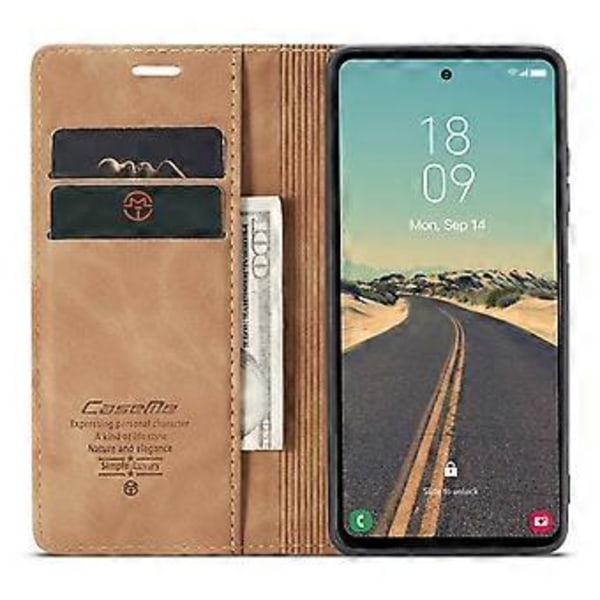CASEME 013 -sarjan Samsung Galaxy S23 FE -puhelimen nahkakuori, telineellä ja folio-suojalla