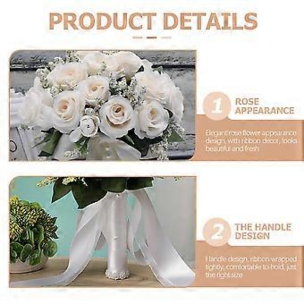 Bryllupsbuket Simulation Rose Blomsterbuket Brud Holder Blomst Bryllupsartikler