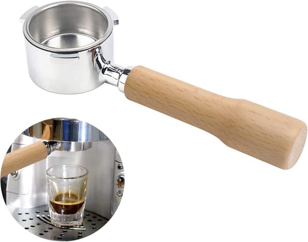 51mm Bundløs Kaffe Filterholder med Filterkurv og Træ