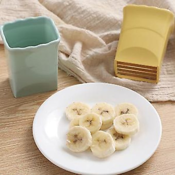 Muggslicer Fruktskärare Äggskärare Rostfritt Stål Jordgubbsskärare (Gul)