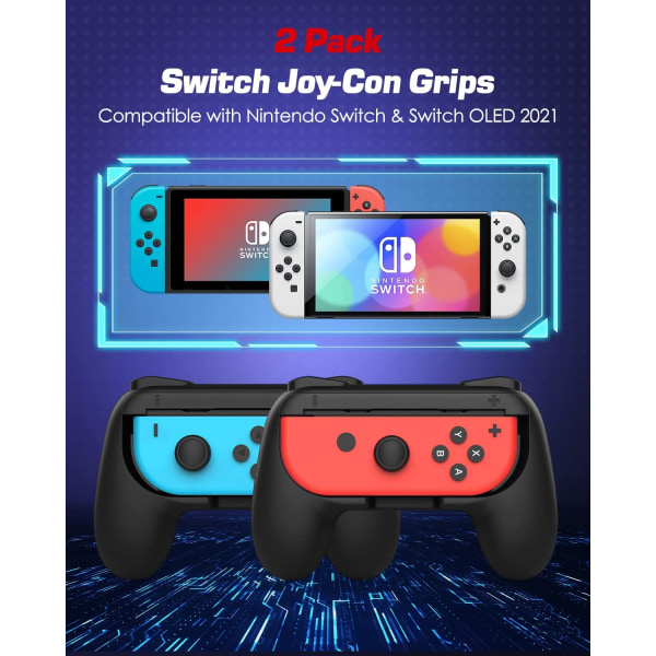 2-pack Gamepad-grepp kompatibel med Nintendo Switch, ABS-kontroll